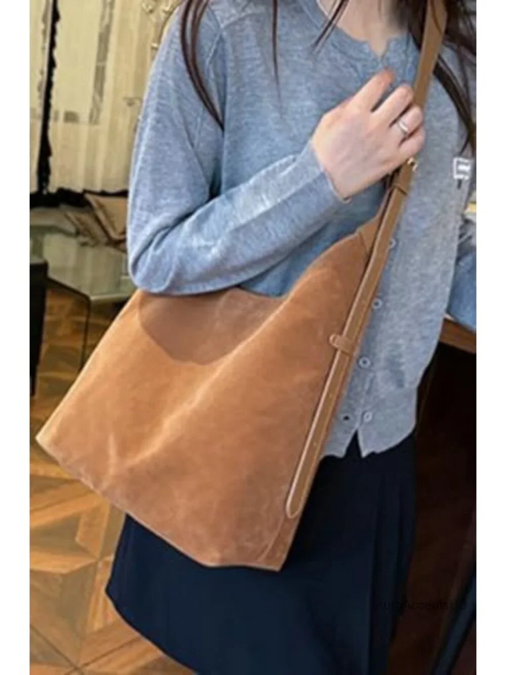 Women's Suede Hobo Bag Slouchy Shoulder Purse Crossbody Retro Work Tote Large